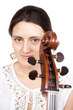 Leonor Palazzo close-up with cello peg box